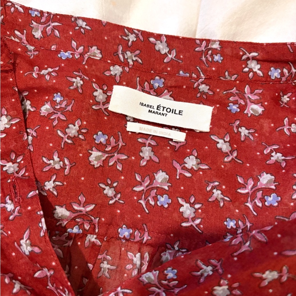 Isabel Marant Etolie Maria Shirt Grenat Cotton Floral - Picture 6 of 7